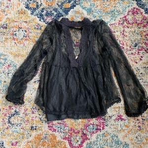 Lace High Neck Long Sleeve Top